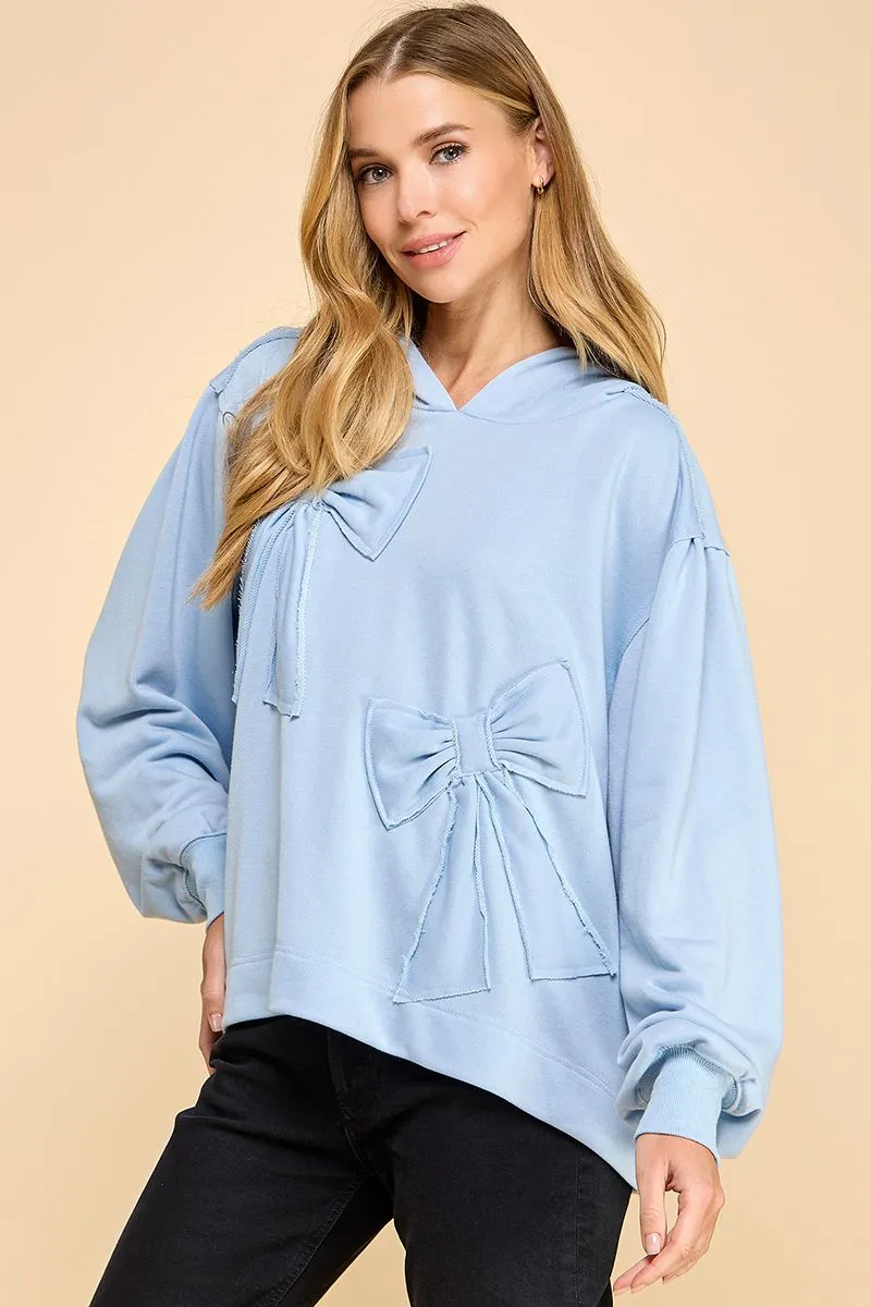 Oversized Hoodie with Accented Bows