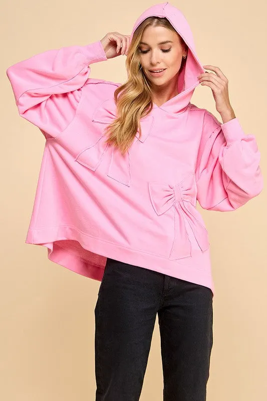 Oversized Hoodie with Accented Bows