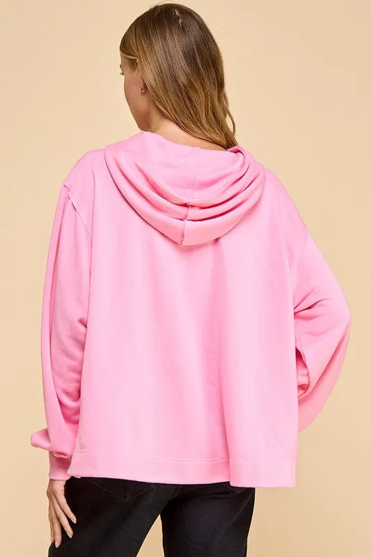Oversized Hoodie with Accented Bows