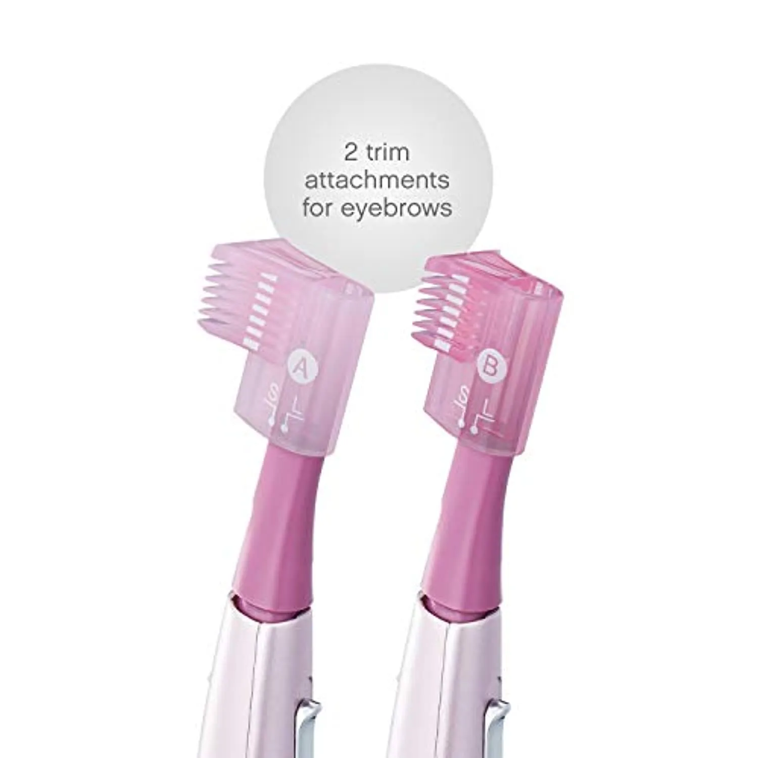 Panasonic Facial Hair Trimmer for Women ES2113PC, with Pivoting Head and Eyebrow Trimmer Attachments, Dry Use, Battery-Operated, Pink, 5 Piece Set