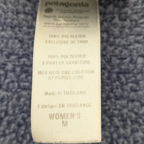Patagonia Light Blue Full Zip Women's Fleece sz M