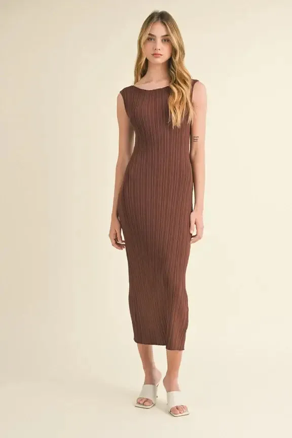 PATTERNED RIB KNITTED LONG DRESS