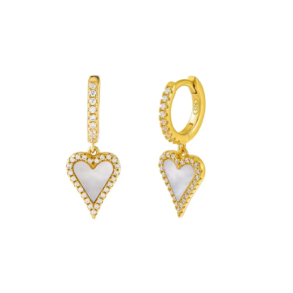 Pavé Elongated Heart Huggie Earring