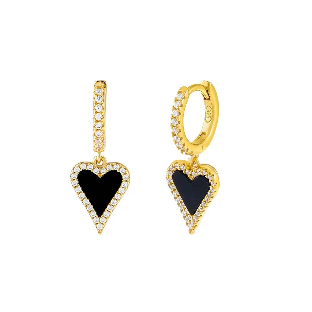 Pavé Elongated Heart Huggie Earring