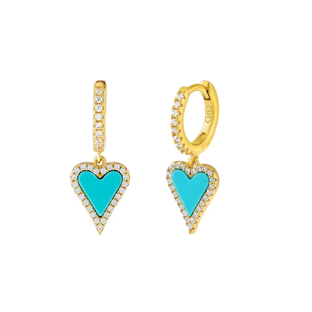 Pavé Elongated Heart Huggie Earring