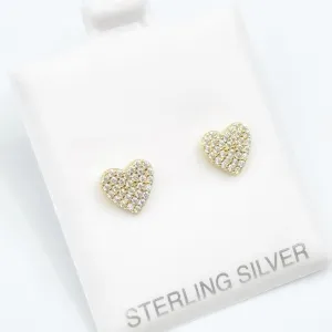 Pave Heart Screwback Studs