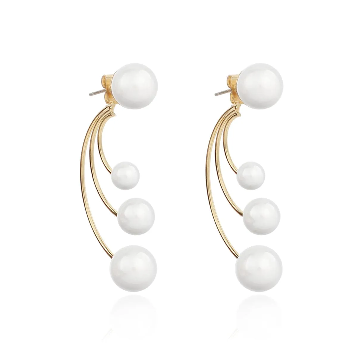 Pearl & 18K Gold-Plated Curved Drop Earrings