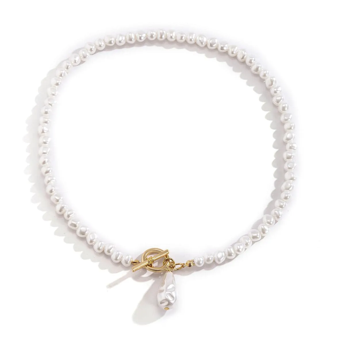 Pearl & 18K Gold-Plated Drop Toggle Pendant Necklace