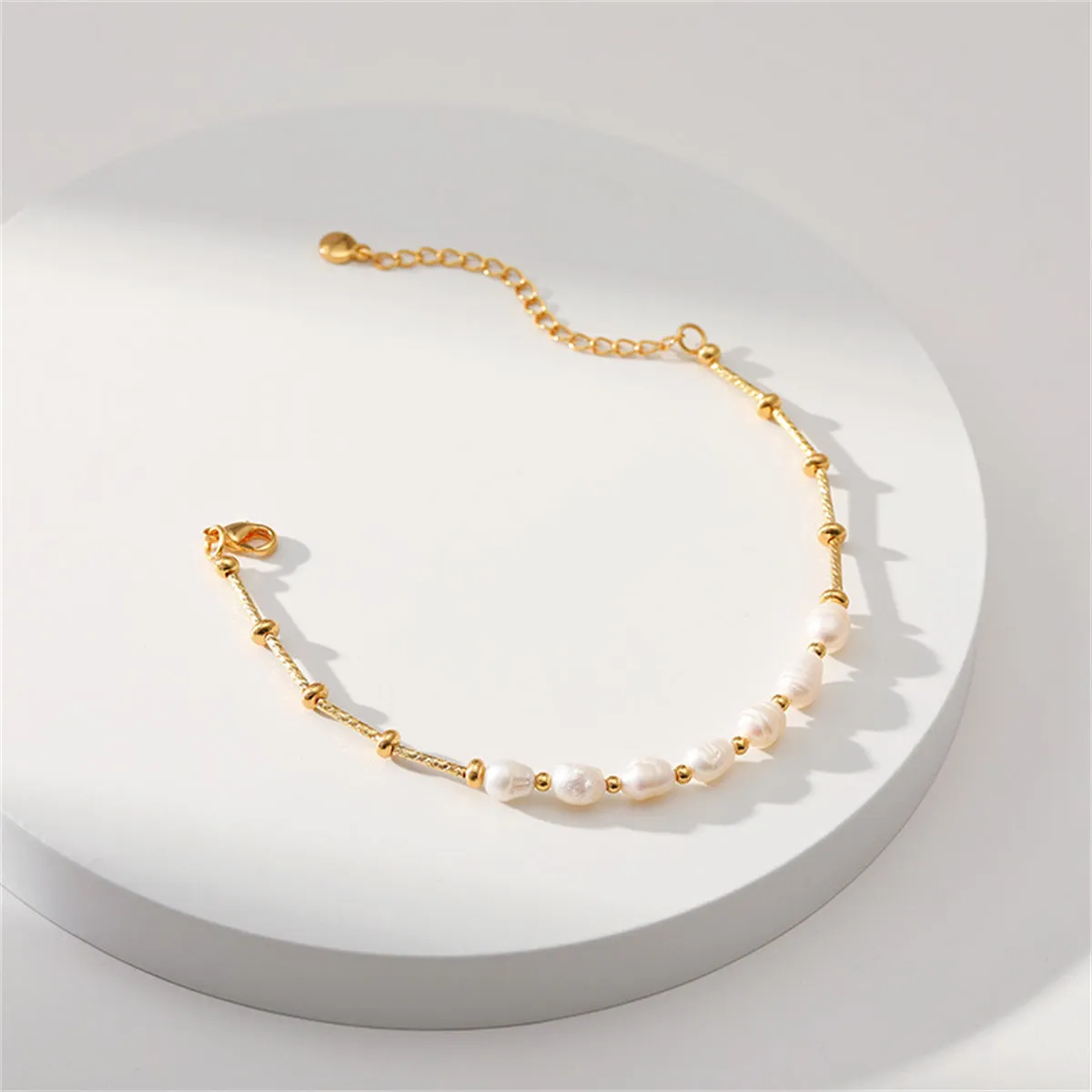 Pearl & 18K Gold-Plated Half Bar-Chain Station Bracelet