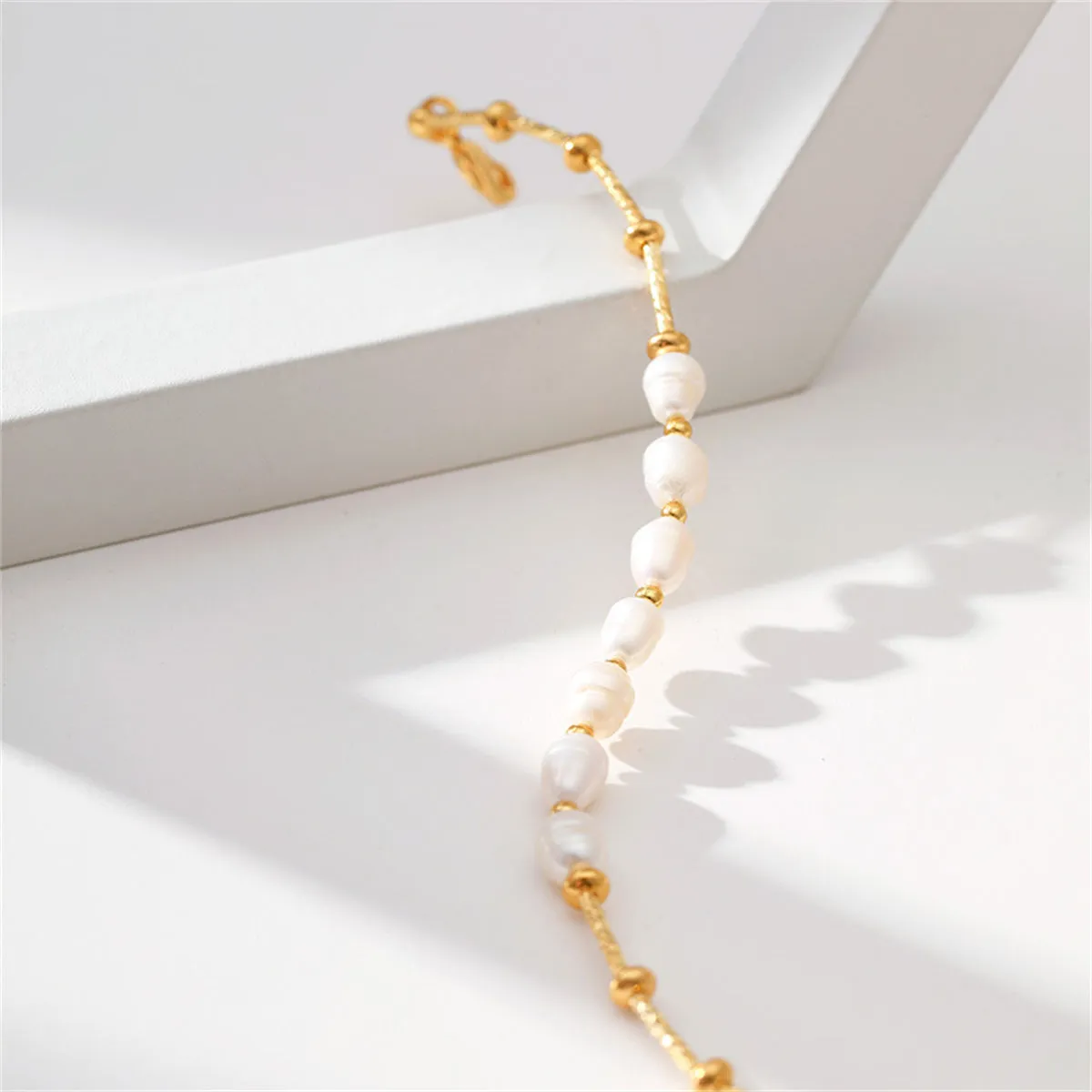 Pearl & 18K Gold-Plated Half Bar-Chain Station Bracelet