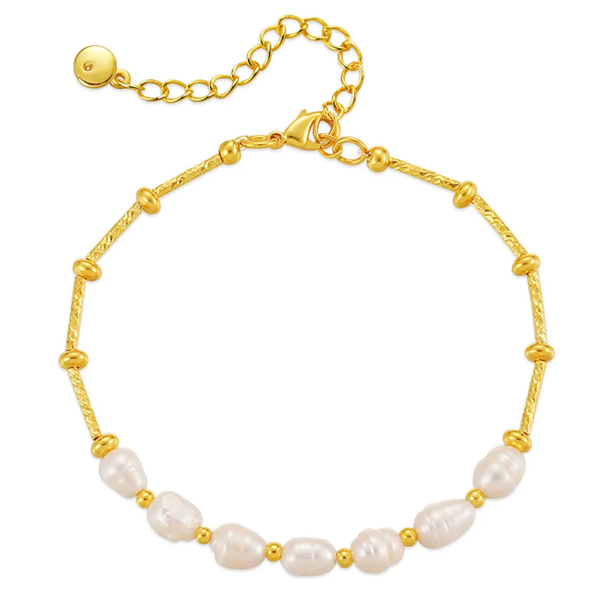 Pearl & 18K Gold-Plated Half Bar-Chain Station Bracelet
