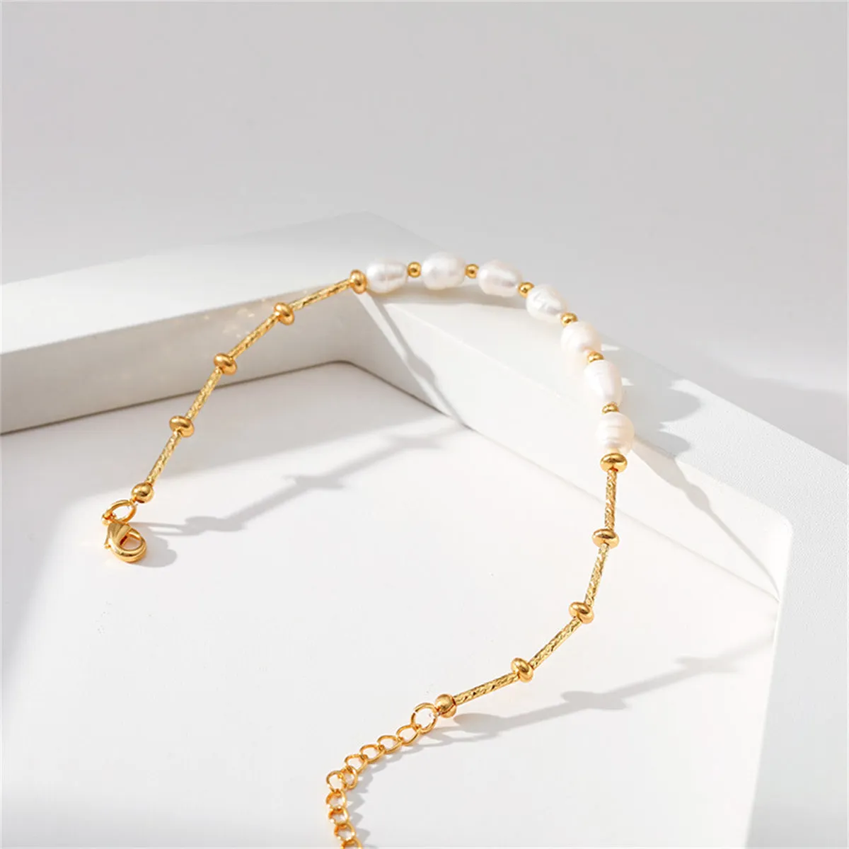 Pearl & 18K Gold-Plated Half Bar-Chain Station Bracelet
