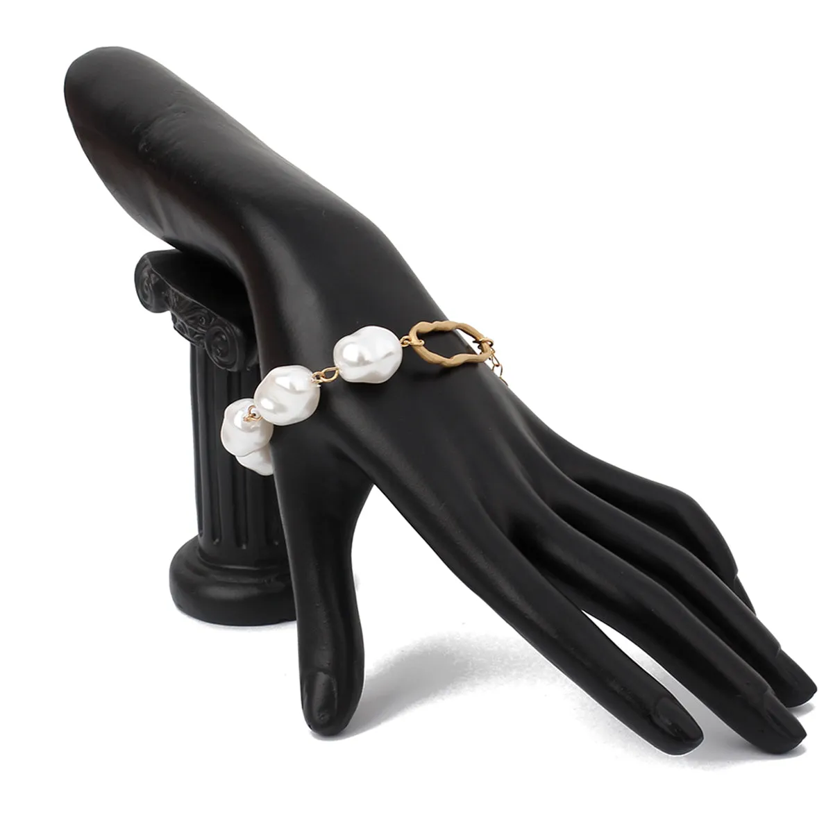 Pearl & 18K Gold-Plated Oval Station Bracelet