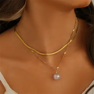 Pearl & 18K Gold-Plated Snake Chain Layered Necklace