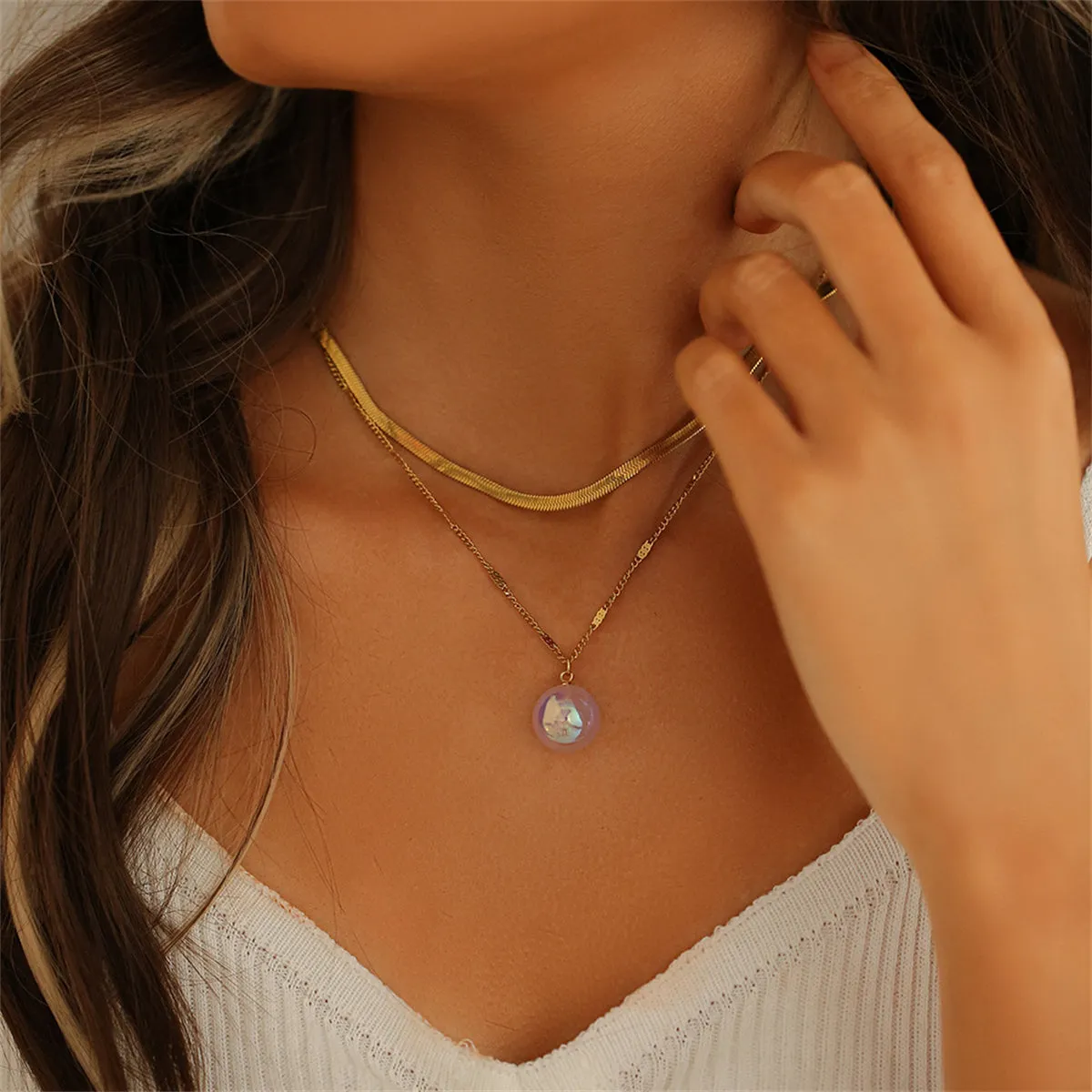 Pearl & 18K Gold-Plated Snake Chain Layered Necklace
