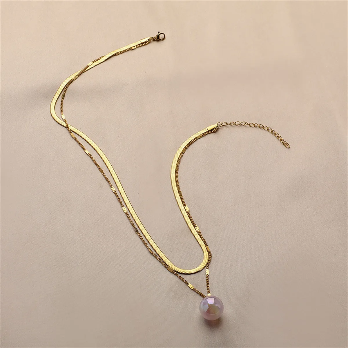 Pearl & 18K Gold-Plated Snake Chain Layered Necklace