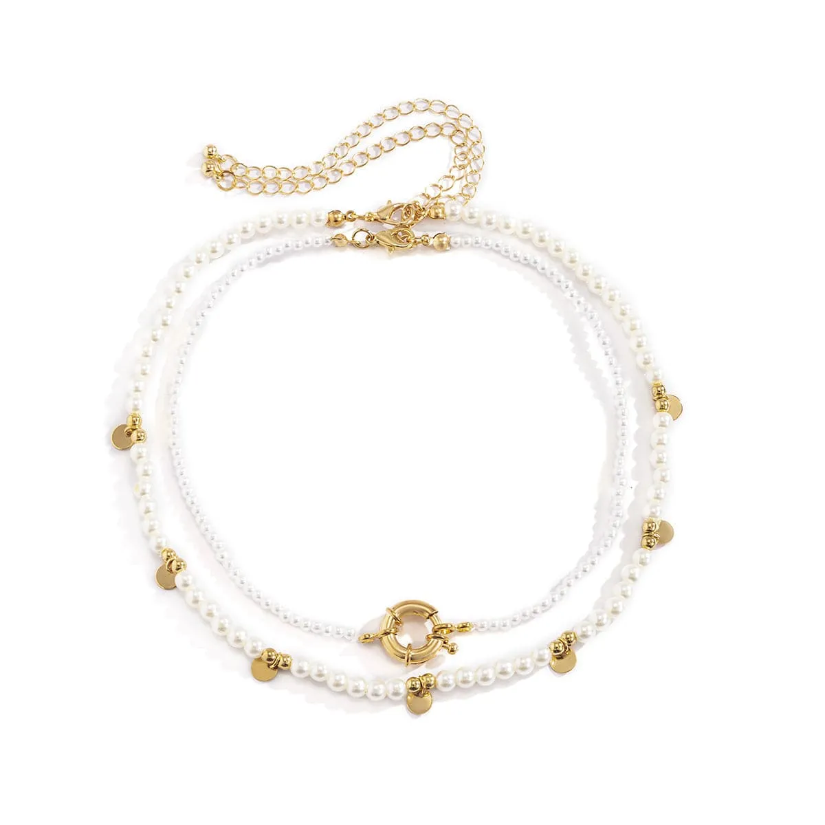 Pearl & 18K Gold-Plated Station Choker Necklace Set