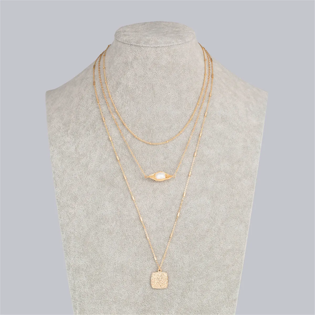 Pearl & 18K Gold-Plated Tag Layered Pendant Necklace