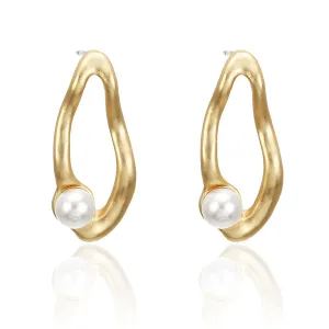 Pearl & 18K Gold-Plated Twisted Drop Earrings