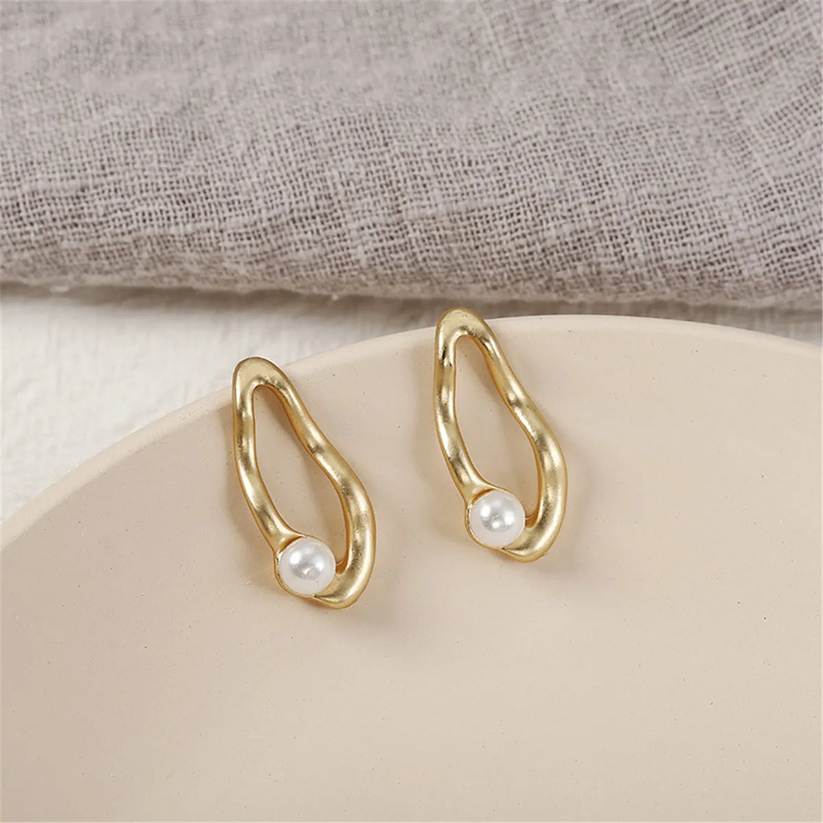 Pearl & 18K Gold-Plated Twisted Drop Earrings