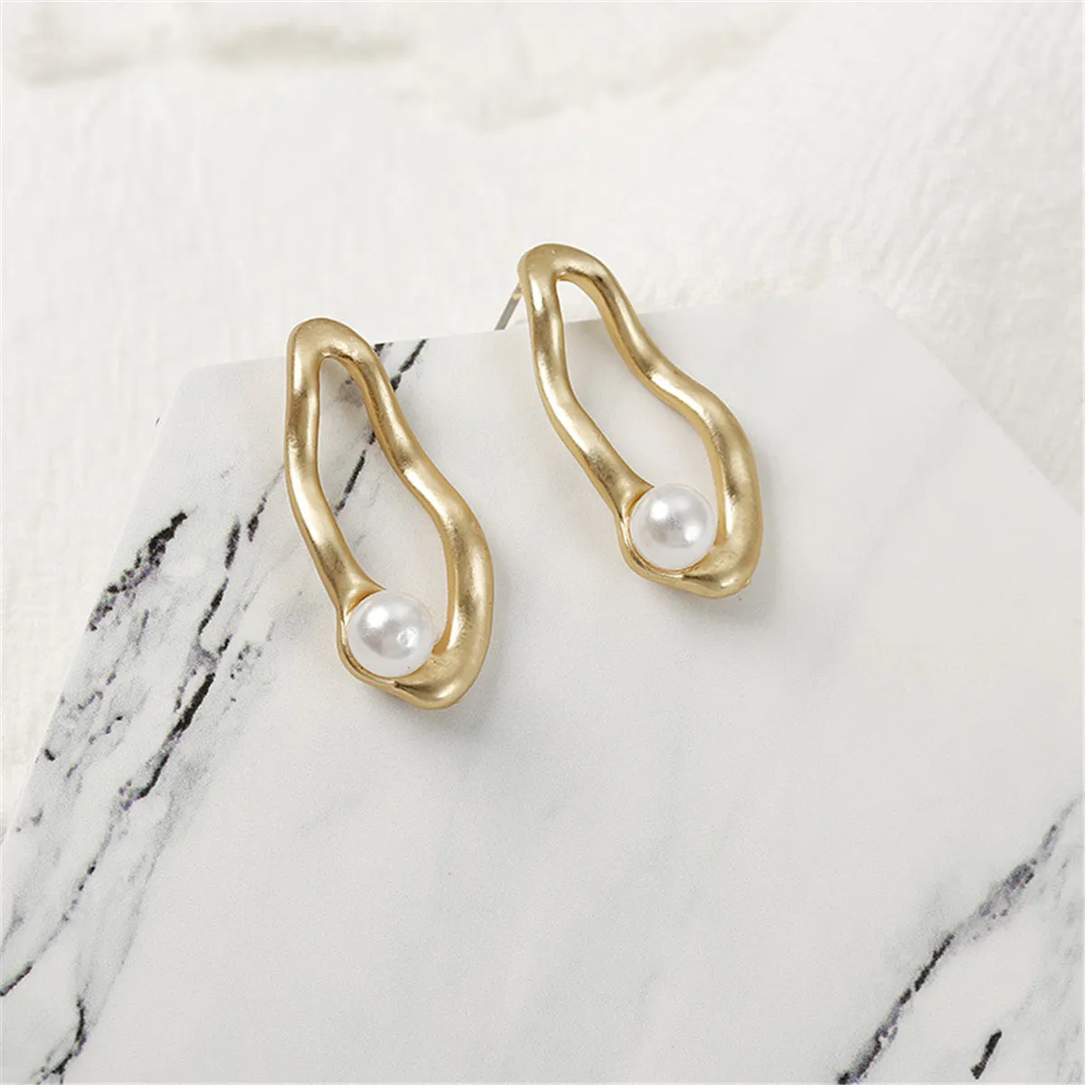 Pearl & 18K Gold-Plated Twisted Drop Earrings