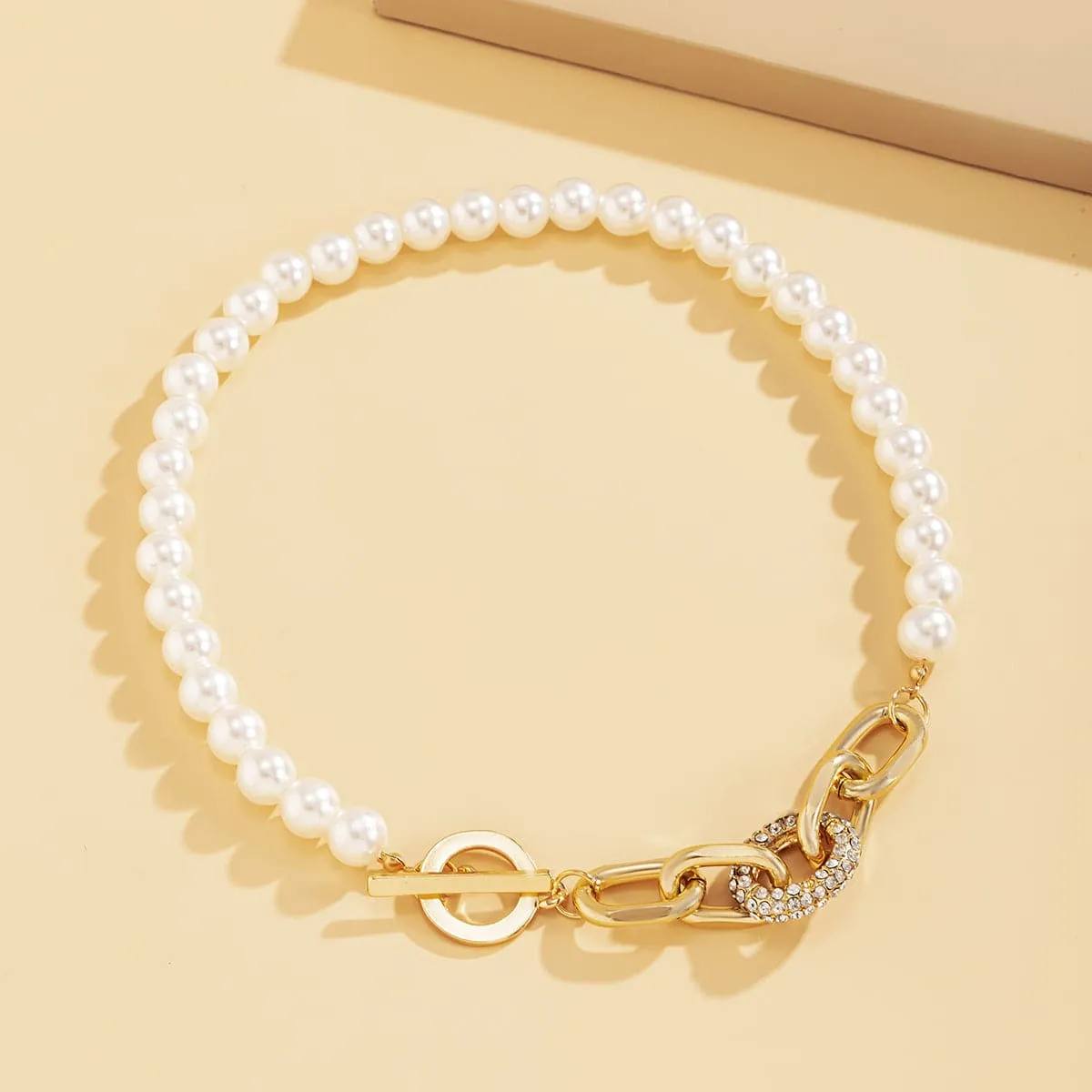 Pearl & Cubic Zirconia 18K Gold-Plated Beaded Toggle Necklace