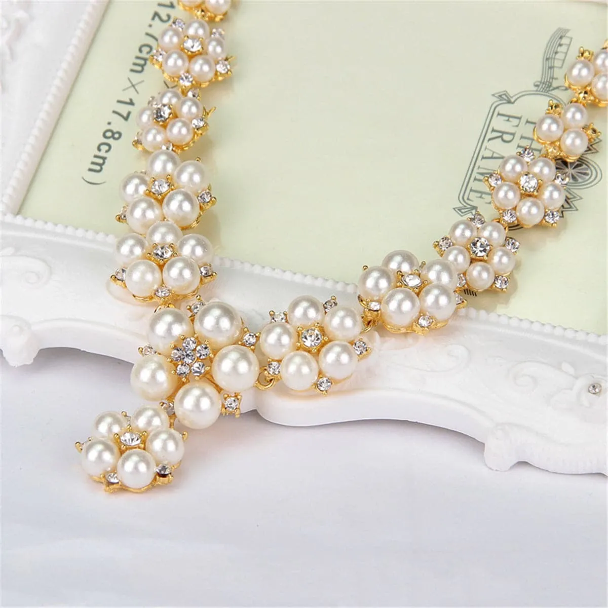 Pearl & Cubic Zirconia 18K Gold-Plated Floral Statement Necklace Set