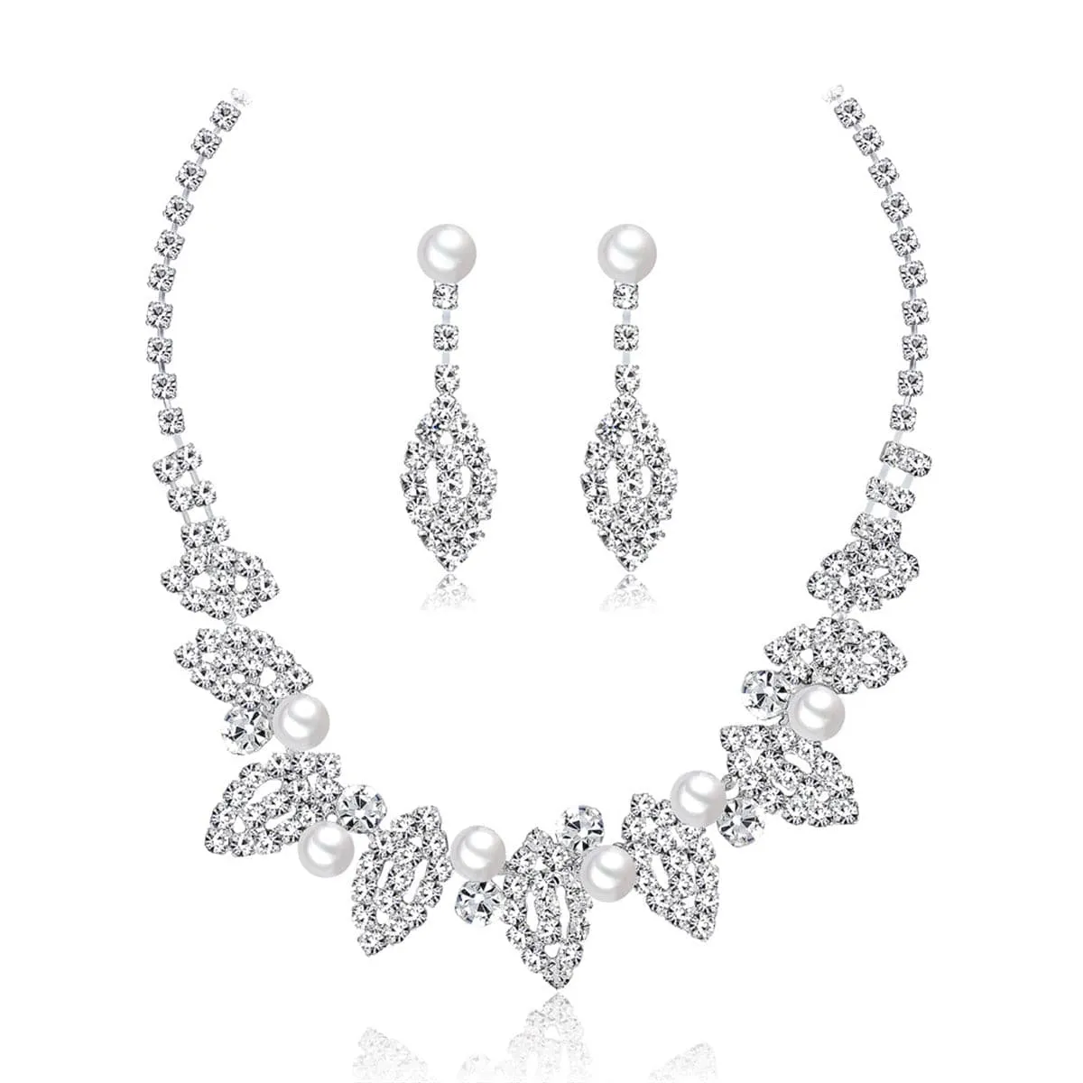 Pearl & Cubic Zirconia Eyes Statement Necklace Set
