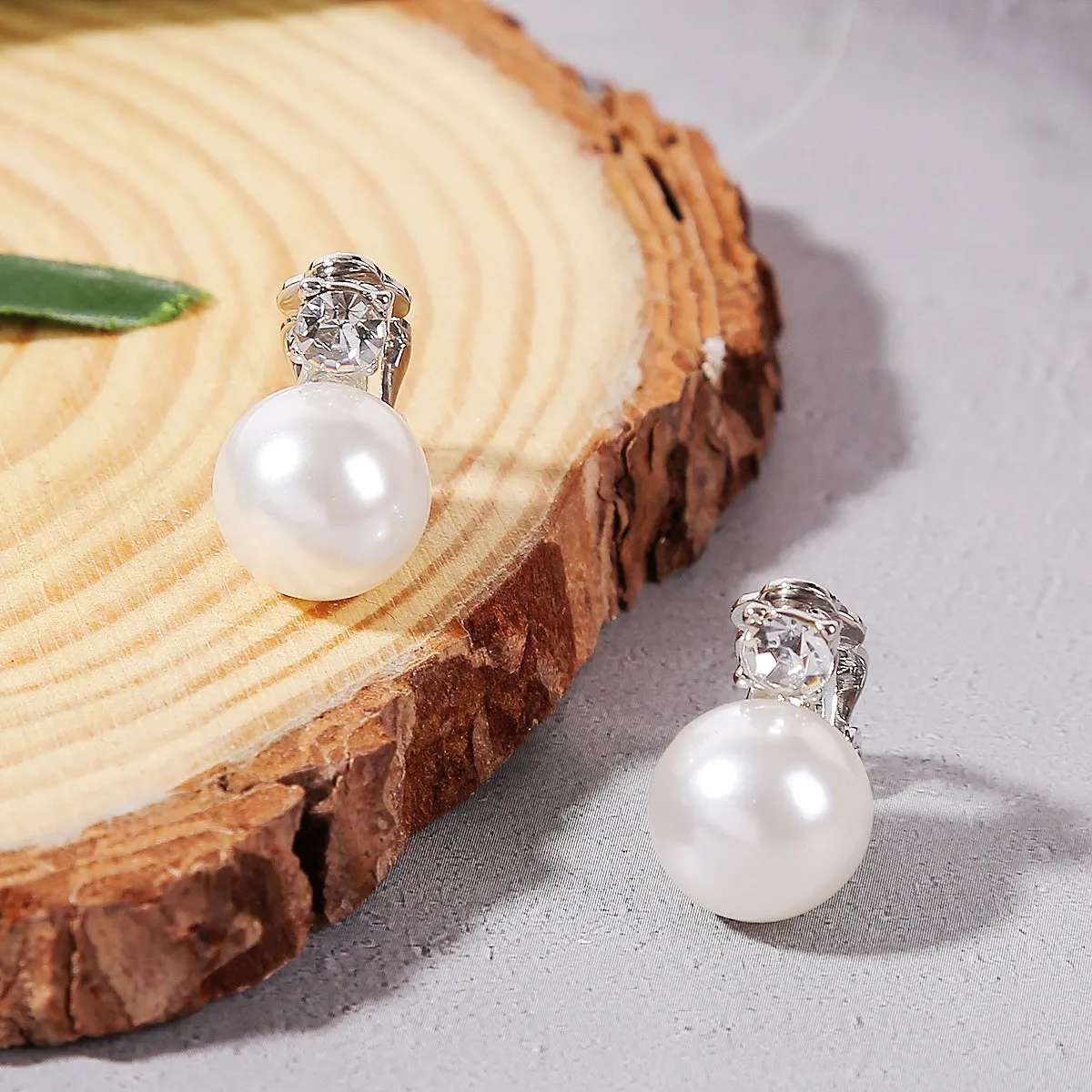 Pearl & Cubic Zirconia Round Huggie Earrings