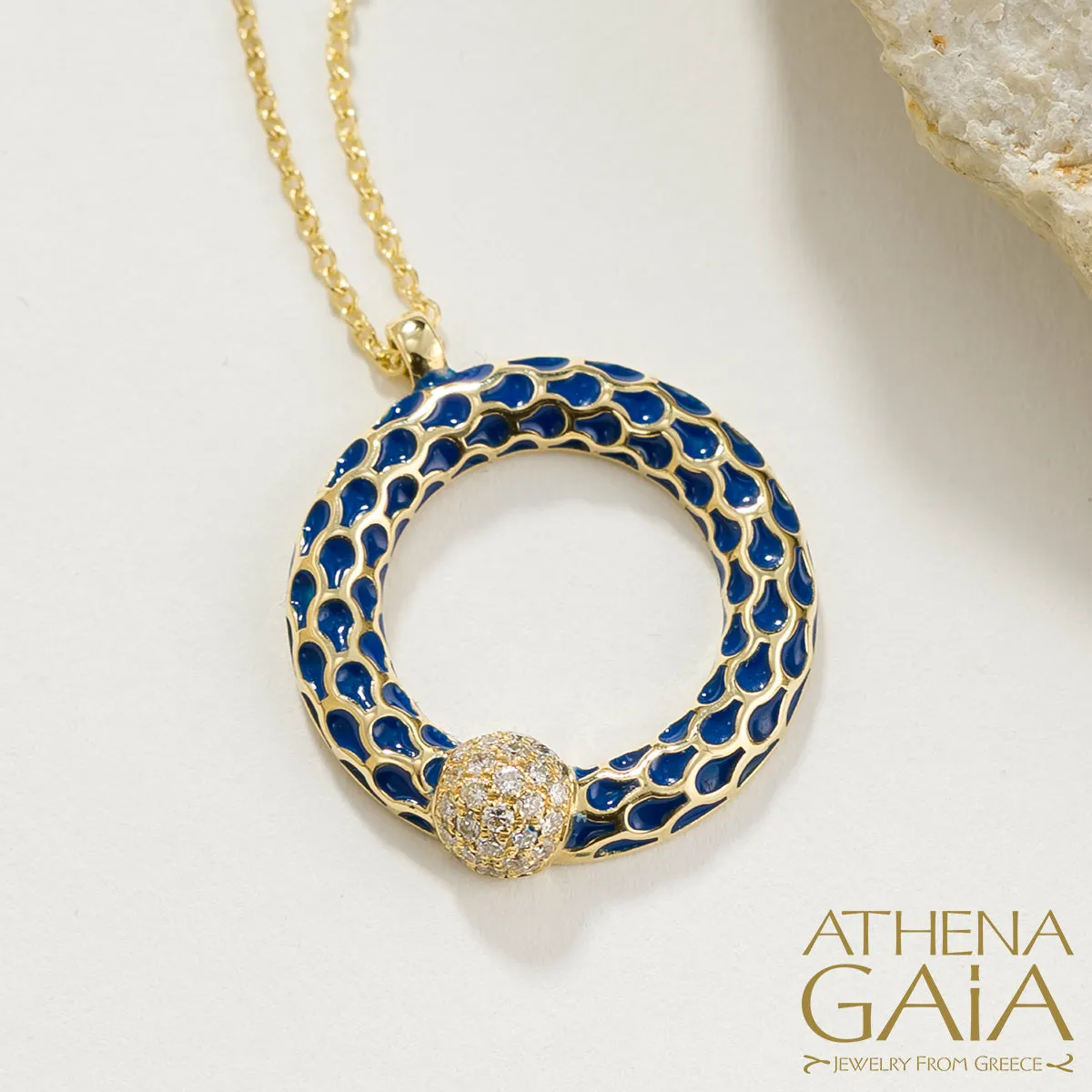 Periklista Gold & Enamel Ring Necklace