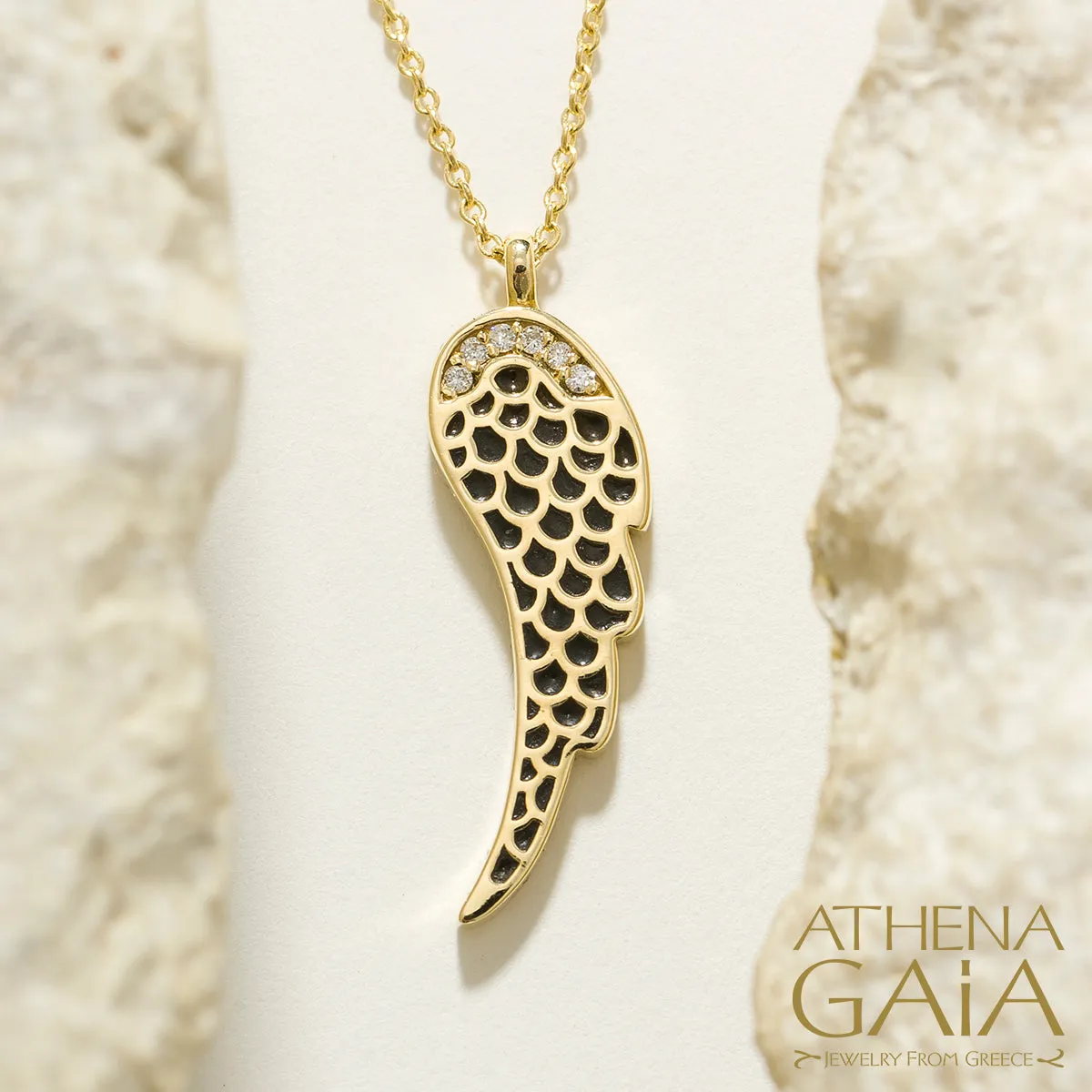 Periklista Gold & Enamel Wing Necklace