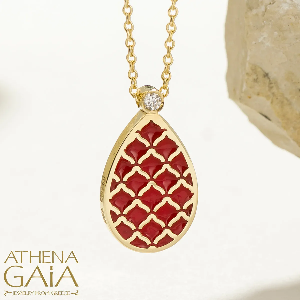 Periklista Teardrop Gold & Enamel Necklace