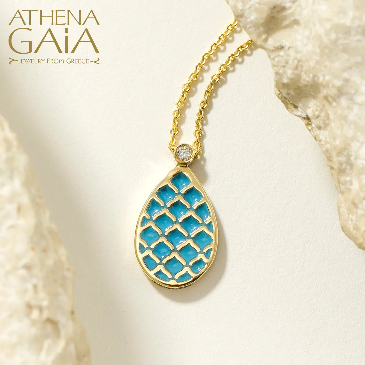 Periklista Teardrop Gold & Enamel Necklace