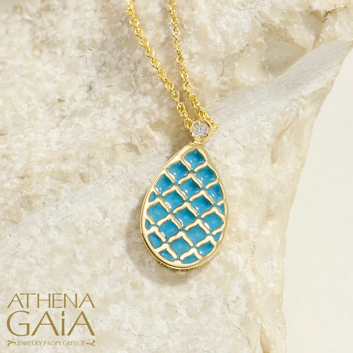 Periklista Teardrop Gold & Enamel Necklace