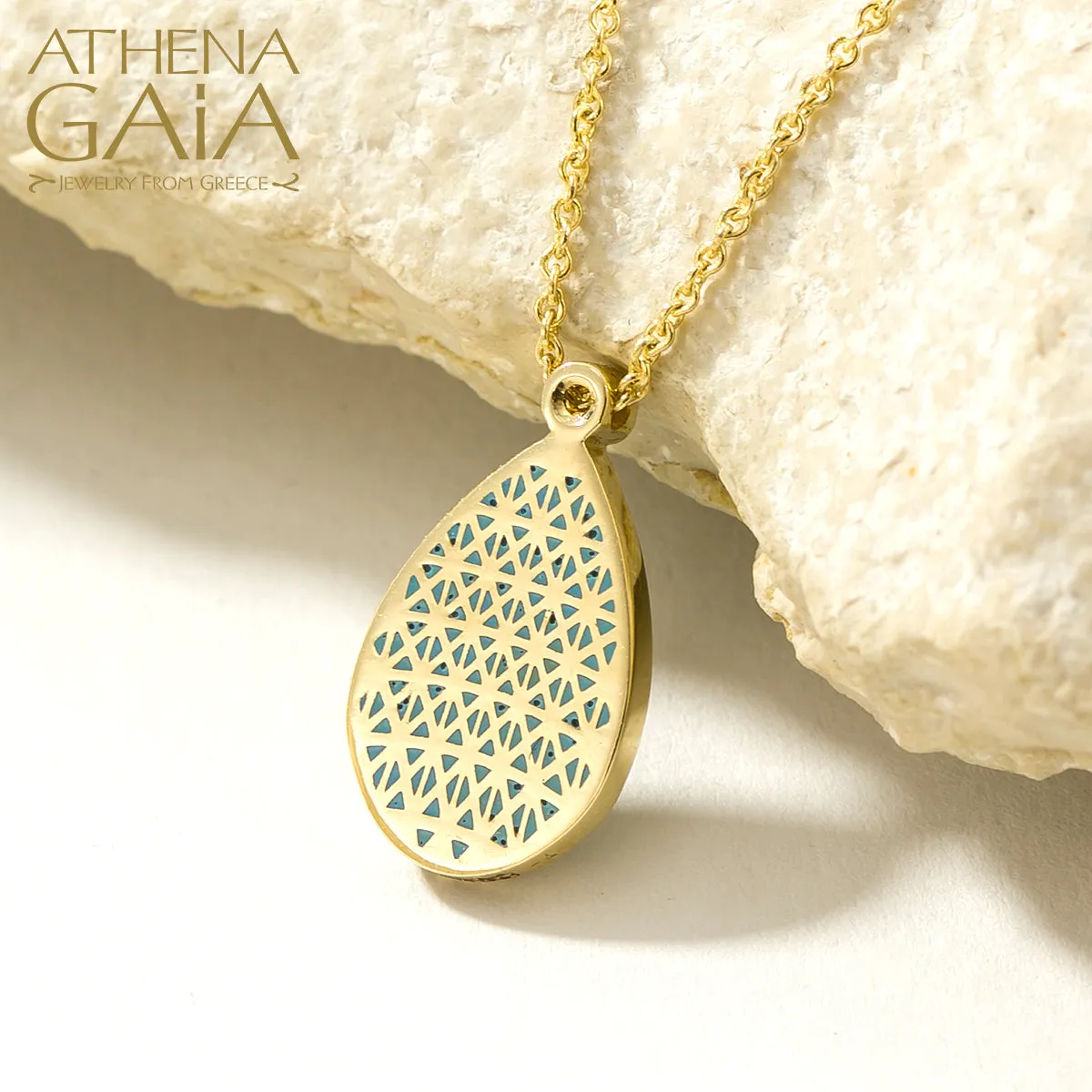Periklista Teardrop Gold & Enamel Necklace