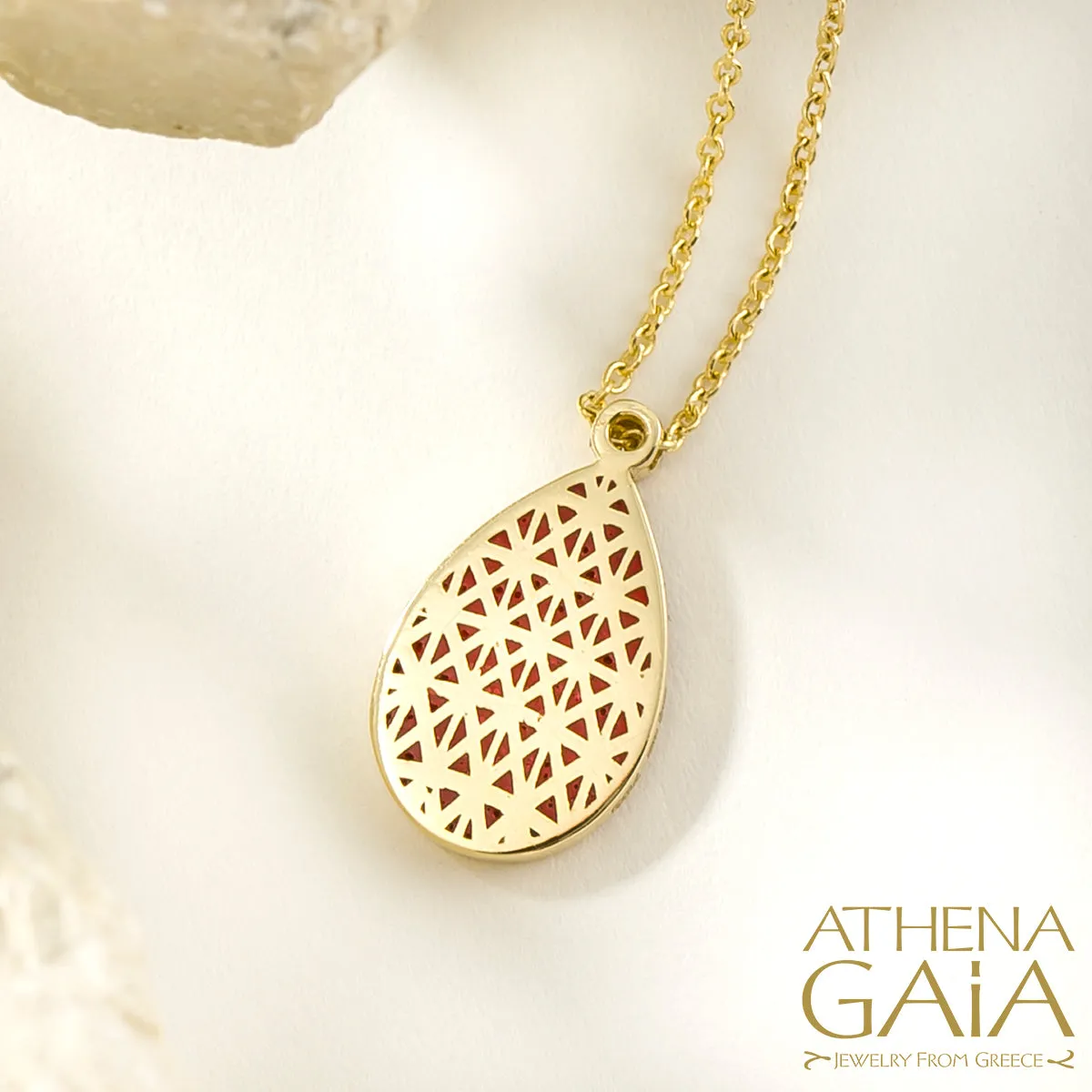 Periklista Teardrop Gold & Enamel Necklace