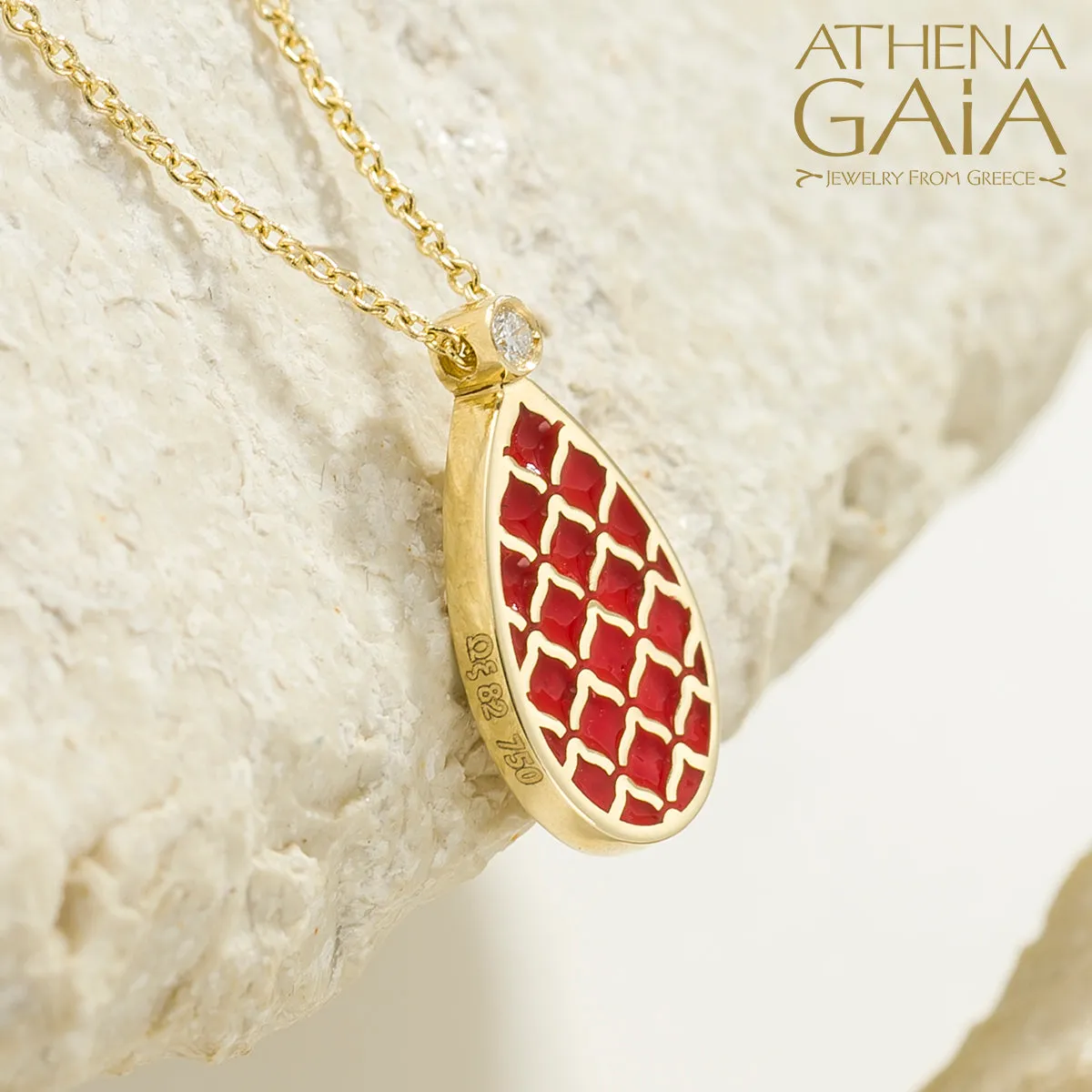 Periklista Teardrop Gold & Enamel Necklace