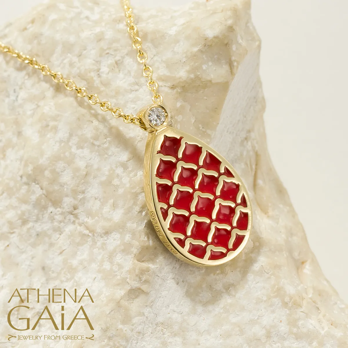 Periklista Teardrop Gold & Enamel Necklace