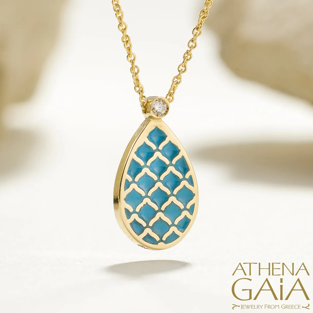Periklista Teardrop Gold & Enamel Necklace