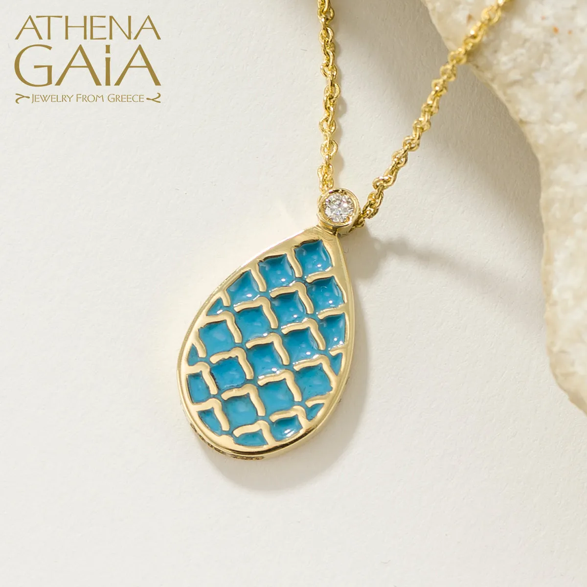 Periklista Teardrop Gold & Enamel Necklace