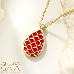 Periklista Teardrop Gold & Enamel Necklace