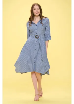 Perseption Wood O-Ring Shirt Midi Dress