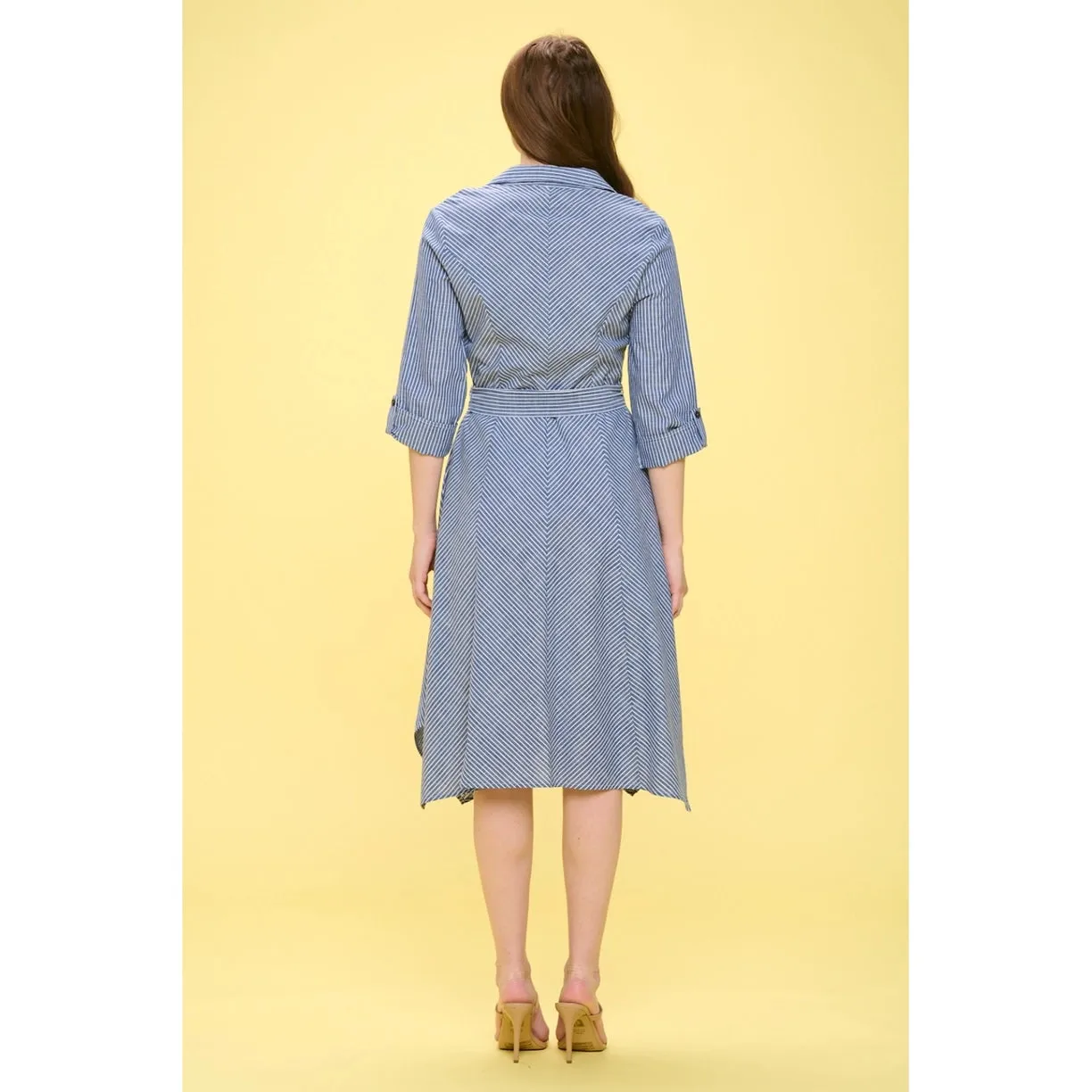 Perseption Wood O-Ring Shirt Midi Dress
