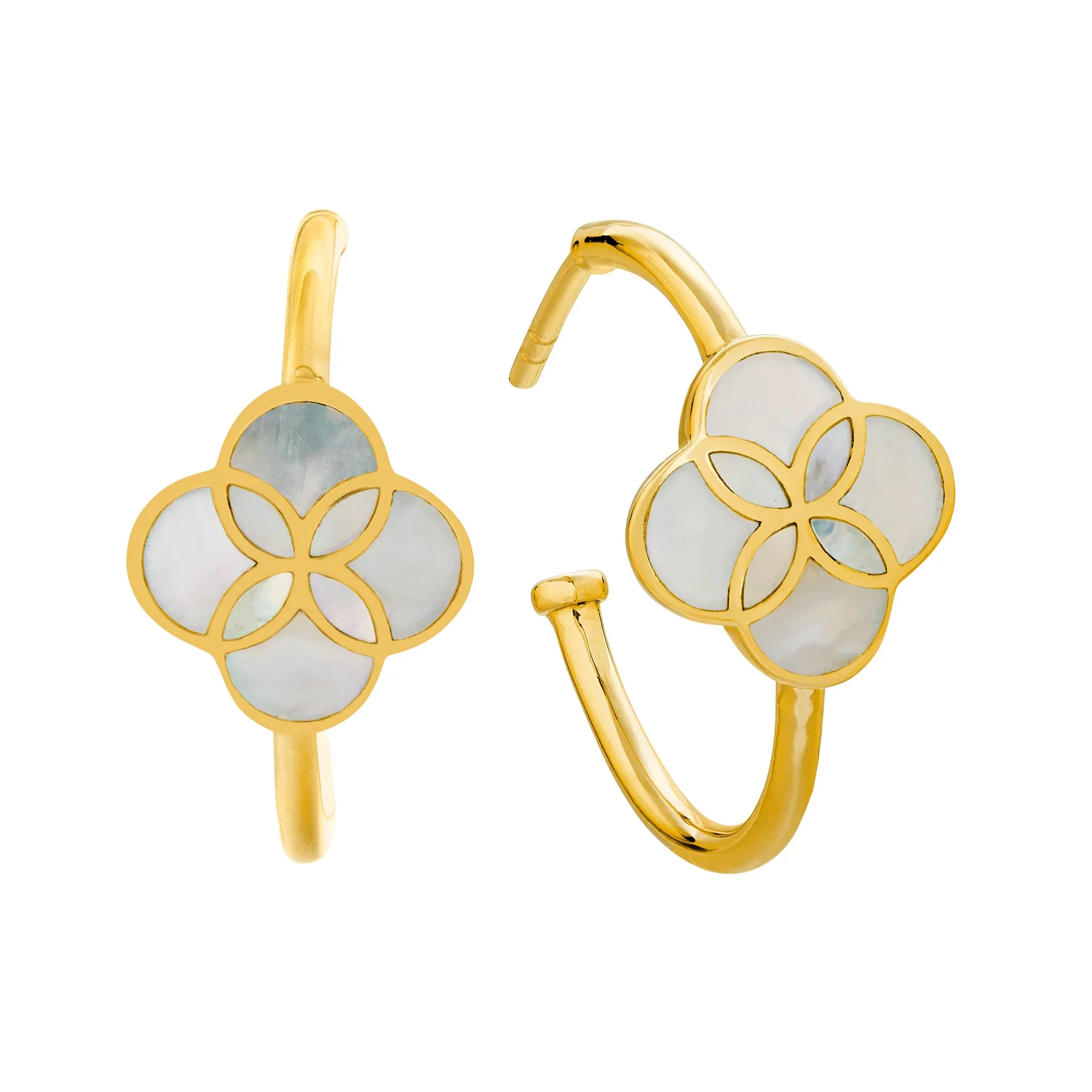 Petal Gemstone Sterling Mini Hoop Earrings