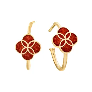 Petal Gemstone Sterling Mini Hoop Earrings
