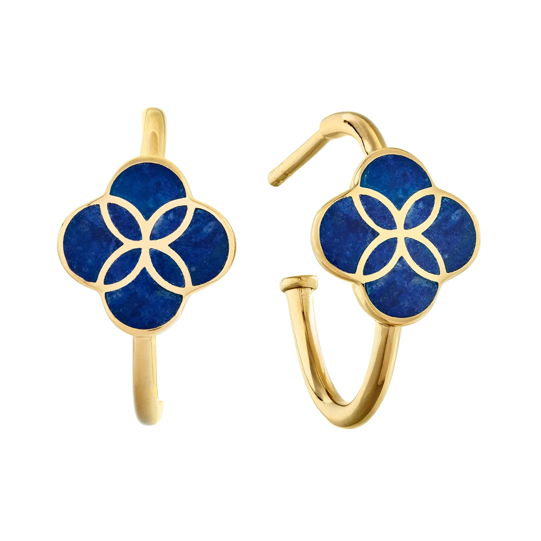 Petal Gemstone Sterling Mini Hoop Earrings
