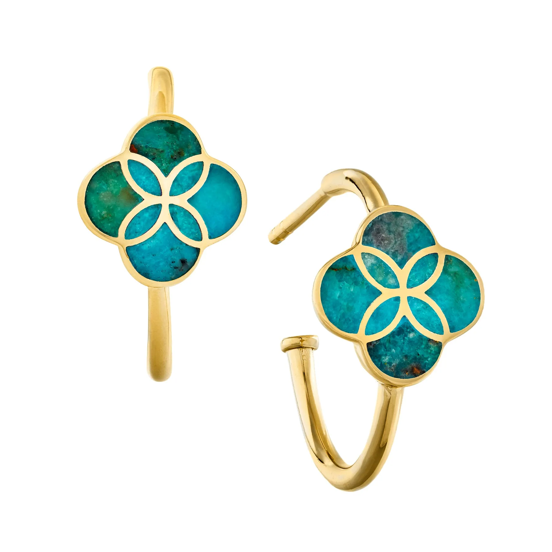 Petal Gemstone Sterling Mini Hoop Earrings