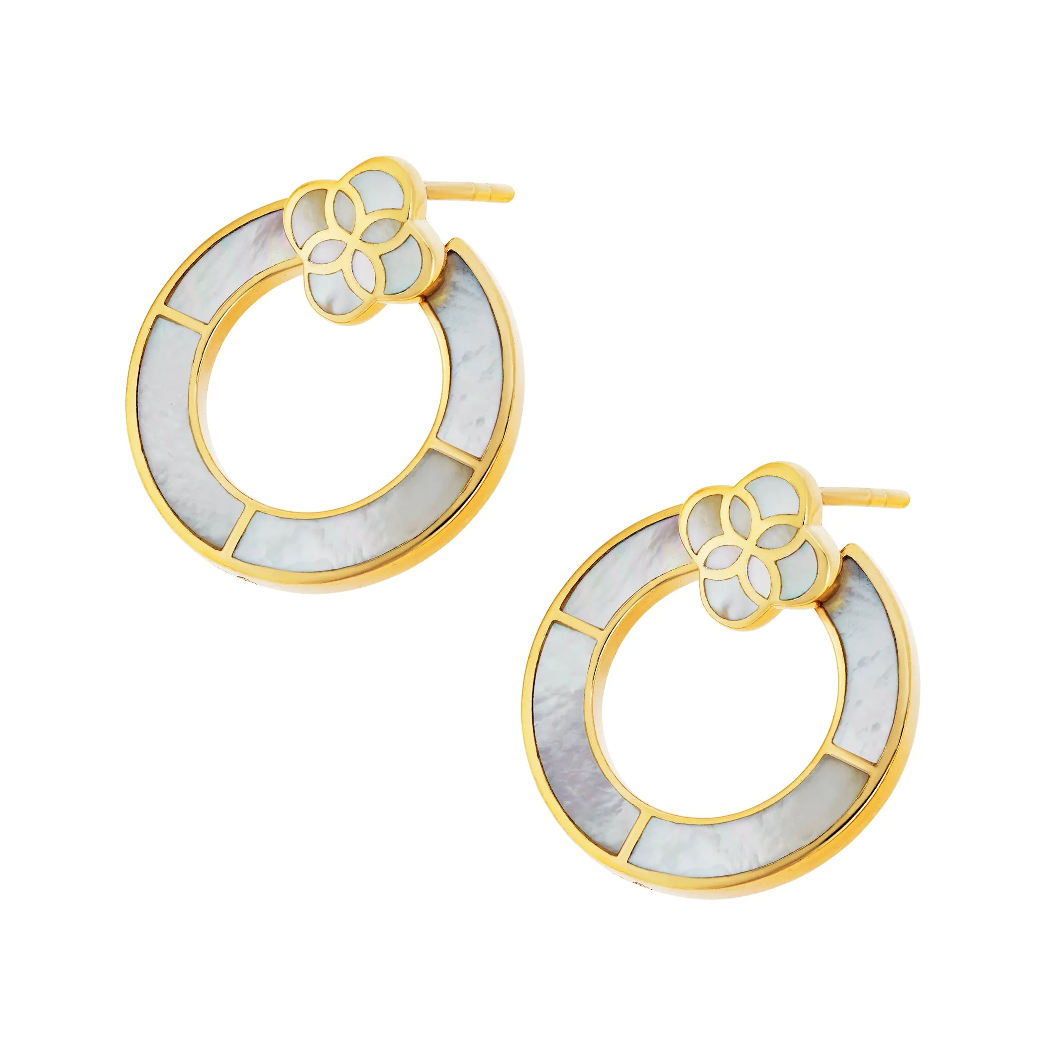 Petal Mother of Pearl Gold Vermeil Sterling Hoop Earrings