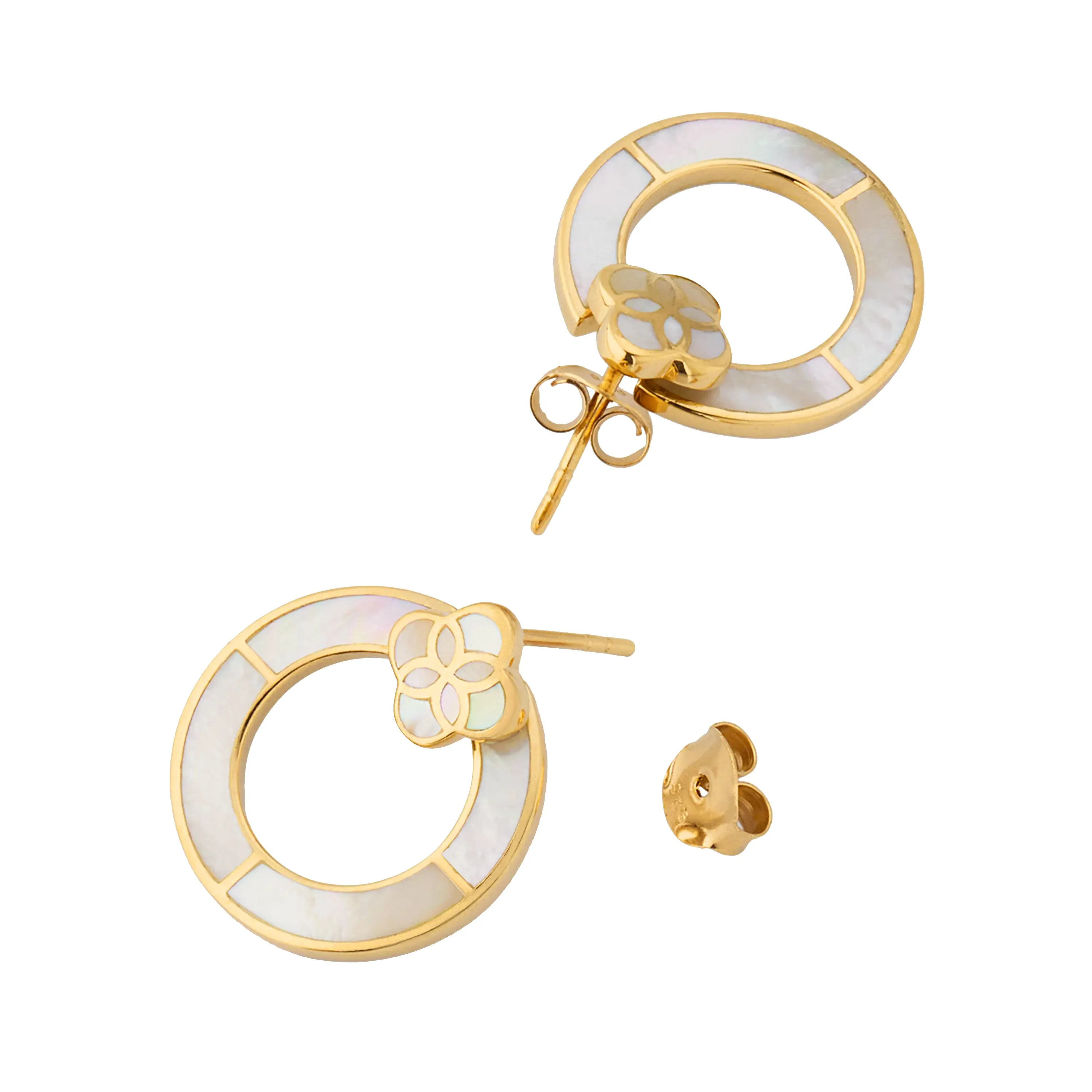 Petal Mother of Pearl Gold Vermeil Sterling Hoop Earrings