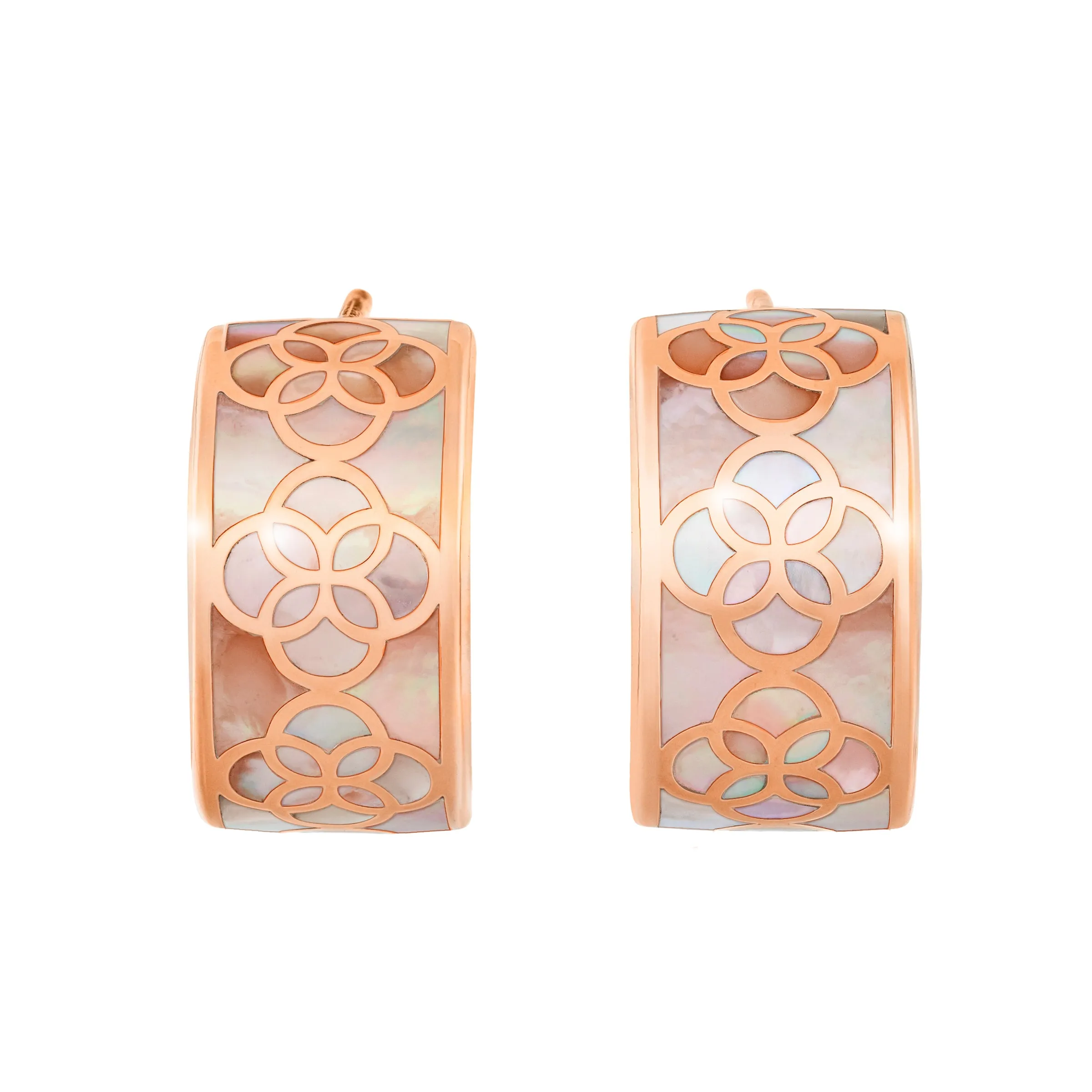 Petal Taupe Mother of Pearl Sterling Huggie Earrings